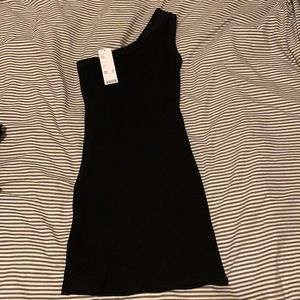 One shoulder black bodycon dress Urban